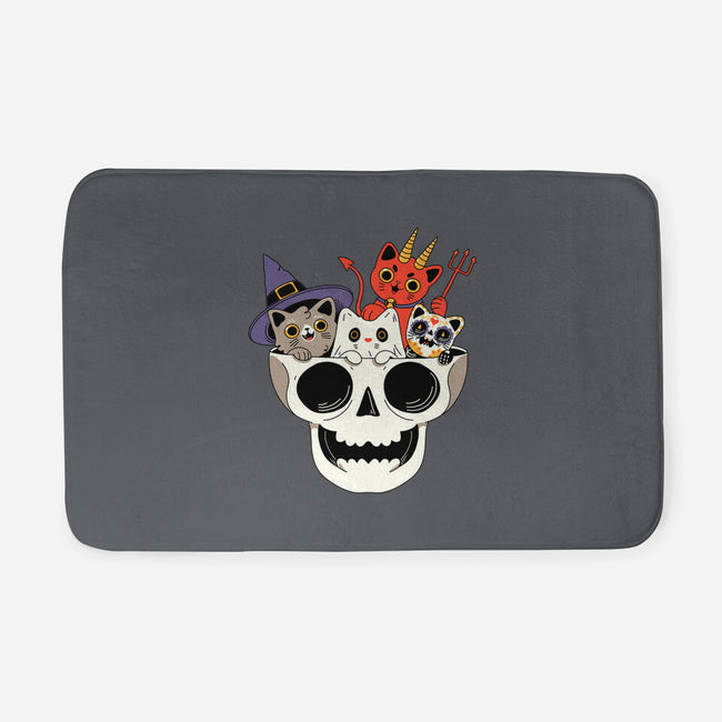 Skull And Spooky Cats-None-Memory Foam-Bath Mat-ppmid