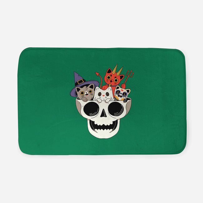 Skull And Spooky Cats-None-Memory Foam-Bath Mat-ppmid