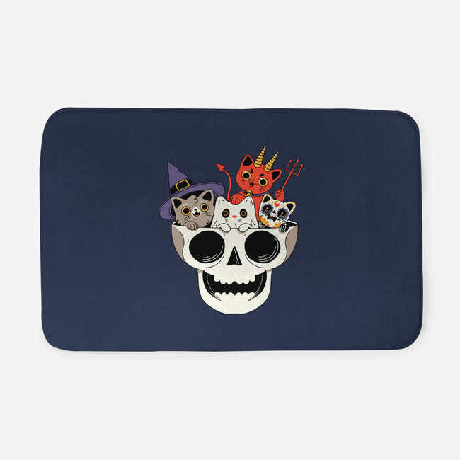 Skull And Spooky Cats-None-Memory Foam-Bath Mat-ppmid