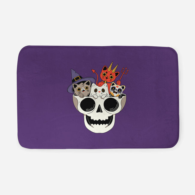 Skull And Spooky Cats-None-Memory Foam-Bath Mat-ppmid