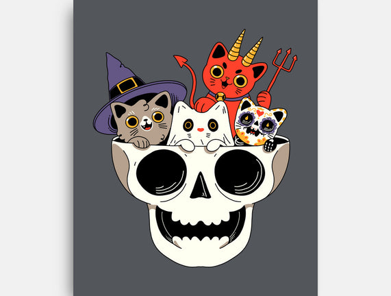 Skull And Spooky Cats