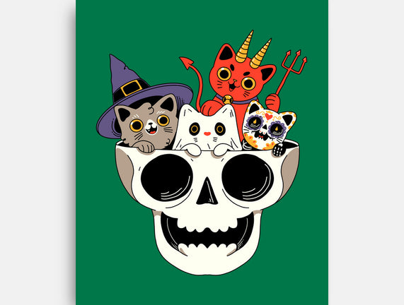 Skull And Spooky Cats