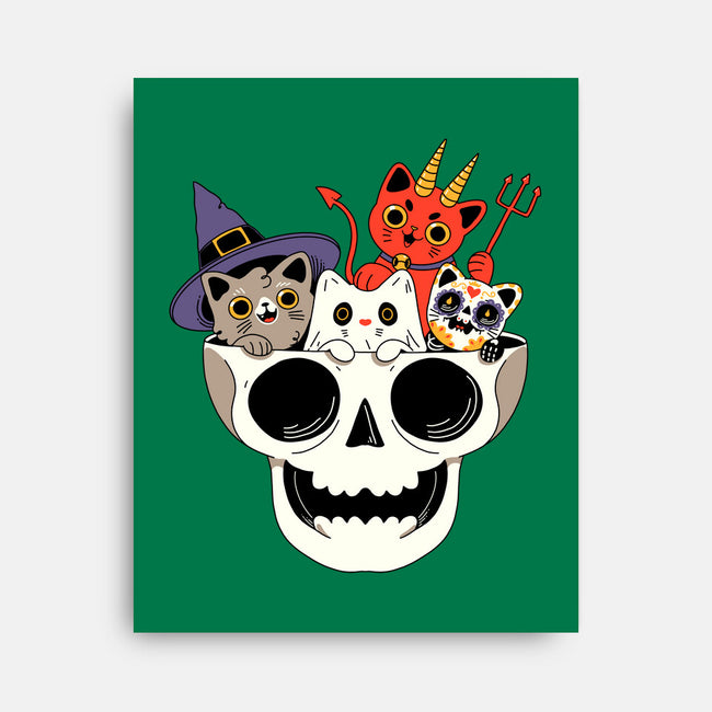 Skull And Spooky Cats-None-Stretched-Canvas-ppmid