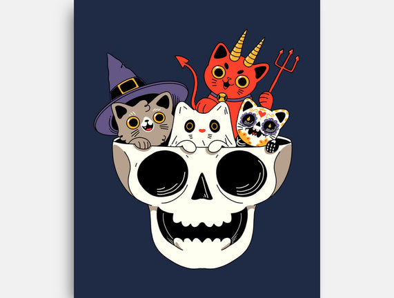 Skull And Spooky Cats