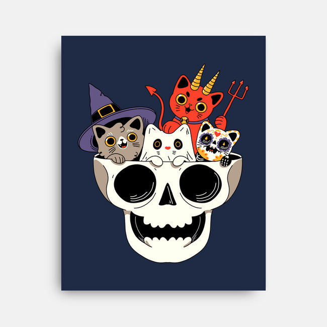 Skull And Spooky Cats-None-Stretched-Canvas-ppmid