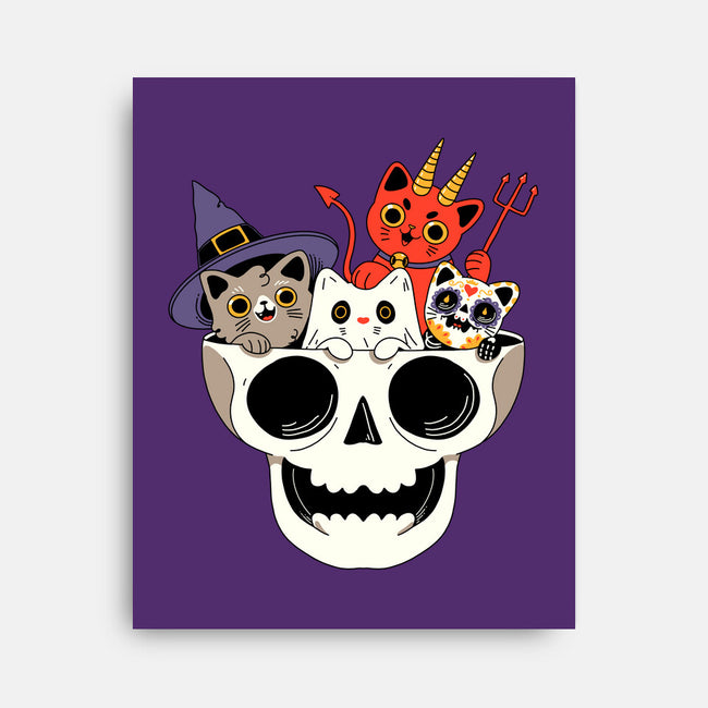 Skull And Spooky Cats-None-Stretched-Canvas-ppmid