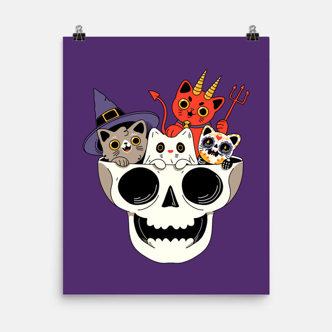 Skull And Spooky Cats-None-Matte-Poster-ppmid