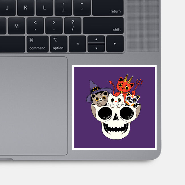 Skull And Spooky Cats-None-Glossy-Sticker-ppmid