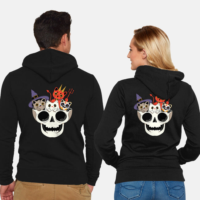 Skull And Spooky Cats-Unisex-Zip-Up-Sweatshirt-ppmid