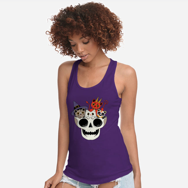 Skull And Spooky Cats-Womens-Racerback-Tank-ppmid