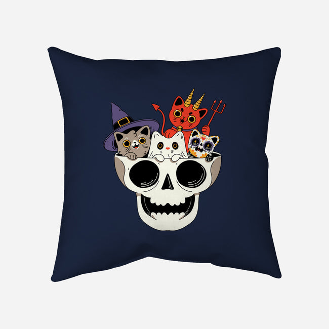 Skull And Spooky Cats-None-Removable Cover-Throw Pillow-ppmid