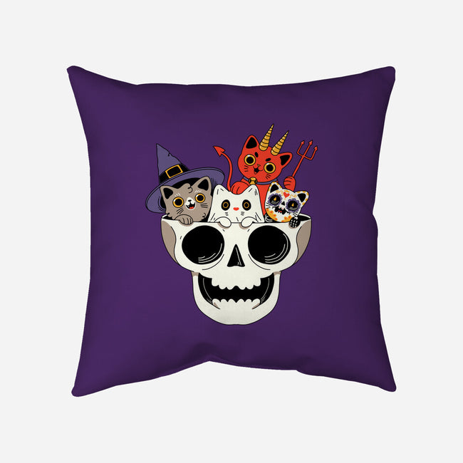 Skull And Spooky Cats-None-Removable Cover-Throw Pillow-ppmid