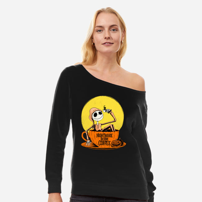 Nightmare Before Coffee-Womens-Off Shoulder-Sweatshirt-ppmid