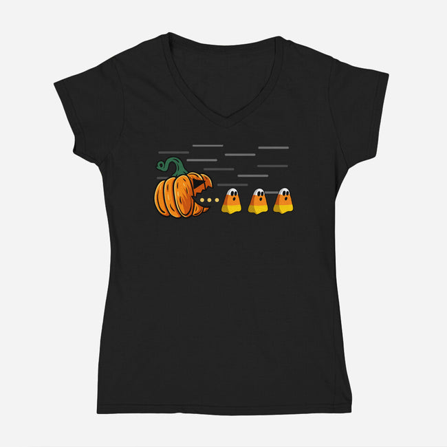 Candy Corn Hunter-Womens-V-Neck-Tee-Agaena