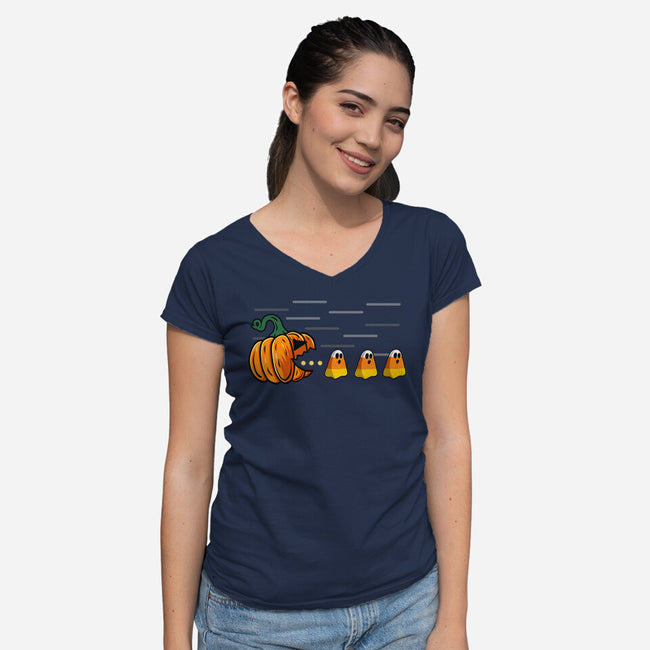 Candy Corn Hunter-Womens-V-Neck-Tee-Agaena