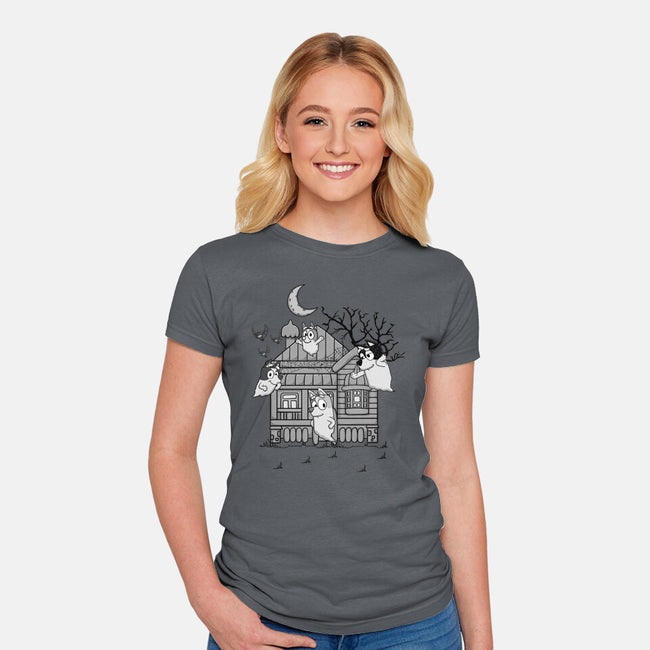 Bluey Haunted House-Womens-Fitted-Tee-JamesQJO