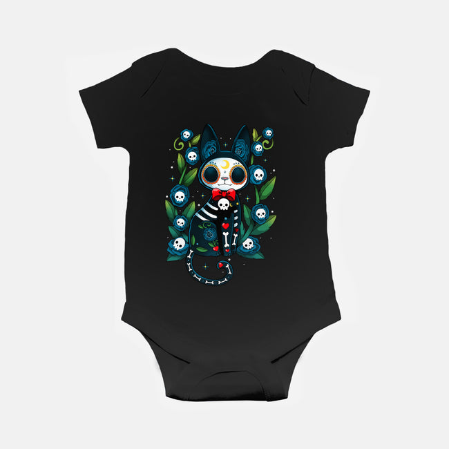 Halloween Skeleton Cat-Baby-Basic-Onesie-Vallina84