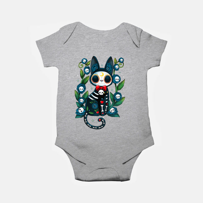 Halloween Skeleton Cat-Baby-Basic-Onesie-Vallina84