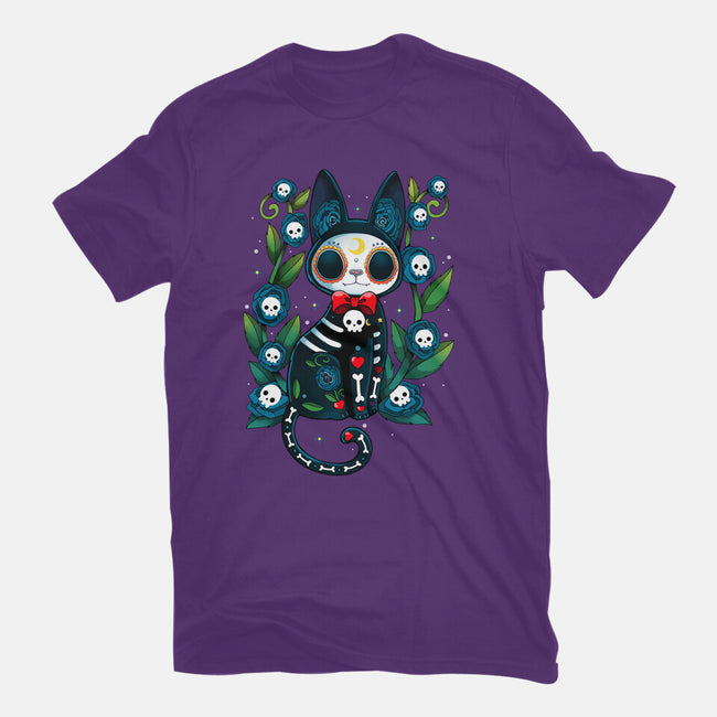 Halloween Skeleton Cat-Womens-Basic-Tee-Vallina84