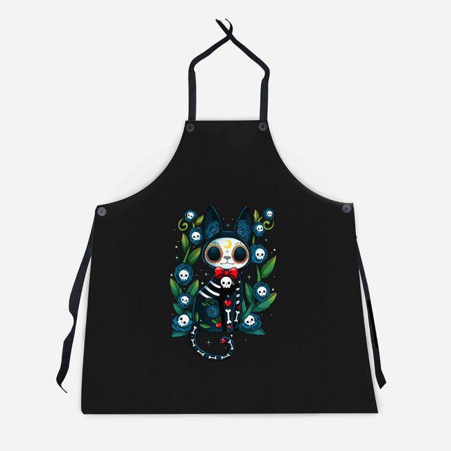 Halloween Skeleton Cat-Unisex-Kitchen-Apron-Vallina84