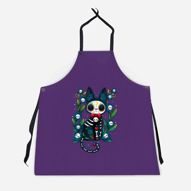 Halloween Skeleton Cat-Unisex-Kitchen-Apron-Vallina84