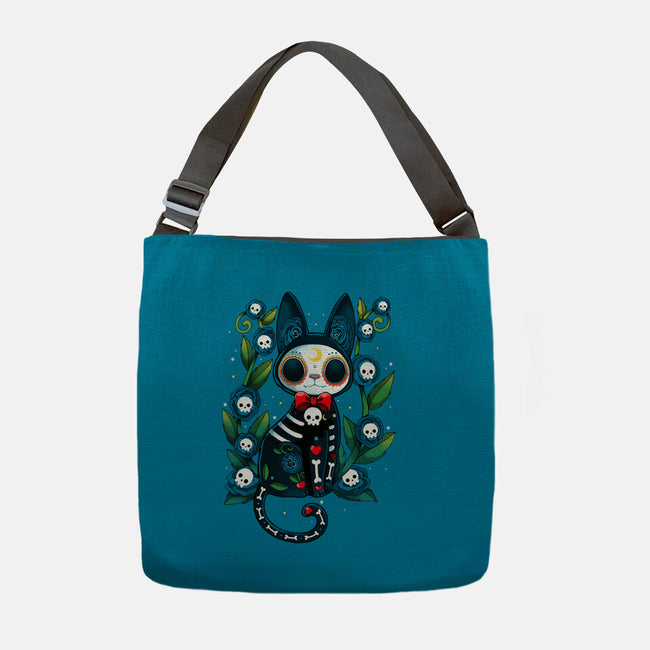 Halloween Skeleton Cat-None-Adjustable Tote-Bag-Vallina84