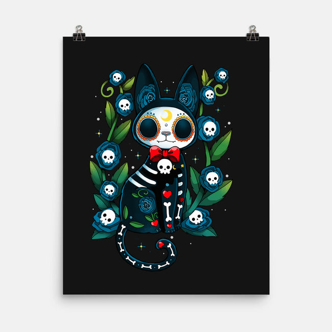 Halloween Skeleton Cat-None-Matte-Poster-Vallina84