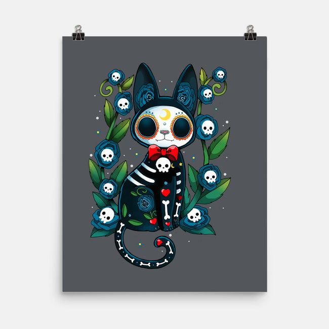 Halloween Skeleton Cat-None-Matte-Poster-Vallina84