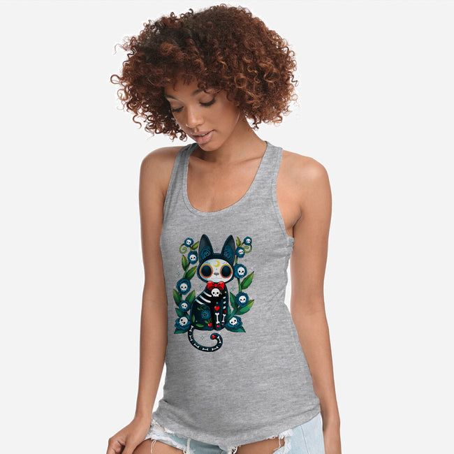 Halloween Skeleton Cat-Womens-Racerback-Tank-Vallina84