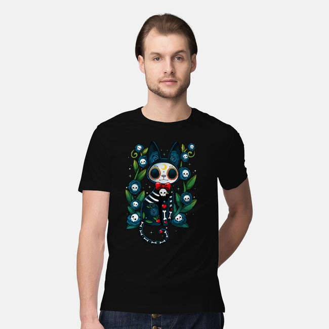 Halloween Skeleton Cat-Mens-Premium-Tee-Vallina84