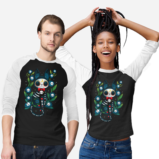 Halloween Skeleton Cat-Unisex-Baseball-Tee-Vallina84