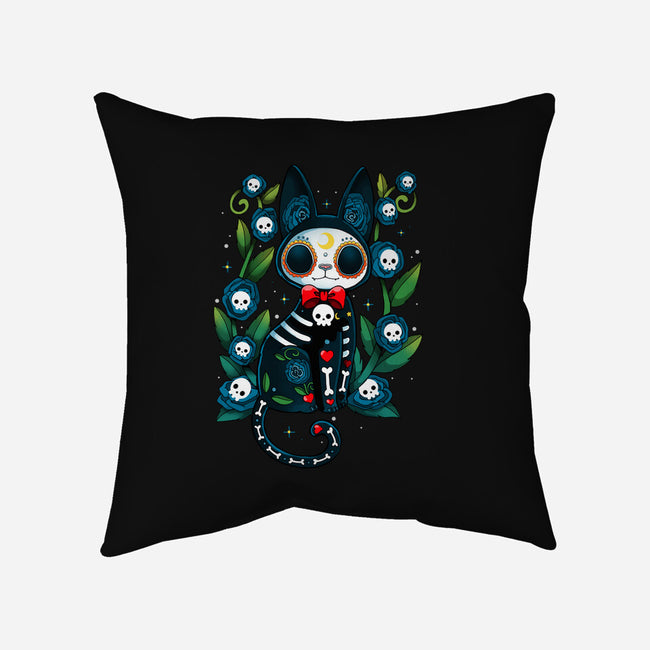 Halloween Skeleton Cat-None-Non-Removable Cover w Insert-Throw Pillow-Vallina84