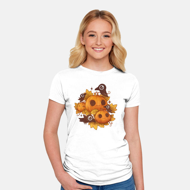 Pumpkins And Crows-Womens-Fitted-Tee-ricolaa