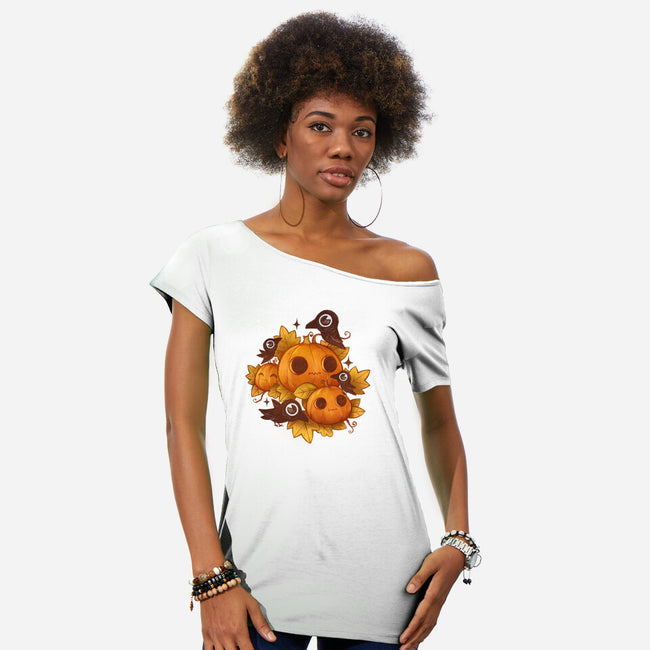 Pumpkins And Crows-Womens-Off Shoulder-Tee-ricolaa