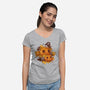 Pumpkins And Crows-Womens-V-Neck-Tee-ricolaa