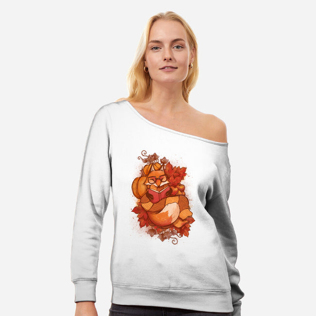 Autumn Reader-Womens-Off Shoulder-Sweatshirt-ricolaa