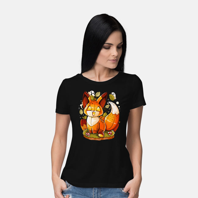 Pumpkin Fox-Womens-Basic-Tee-Vallina84