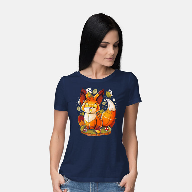 Pumpkin Fox-Womens-Basic-Tee-Vallina84