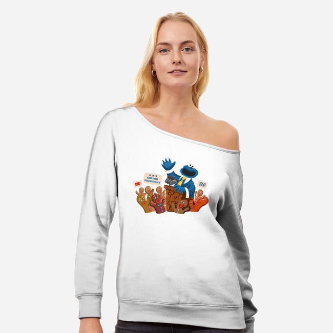 Cookie Monster For President-Womens-Off Shoulder-Sweatshirt-ugurbs