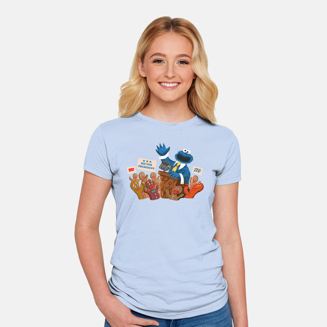 Cookie Monster For President-Womens-Fitted-Tee-ugurbs