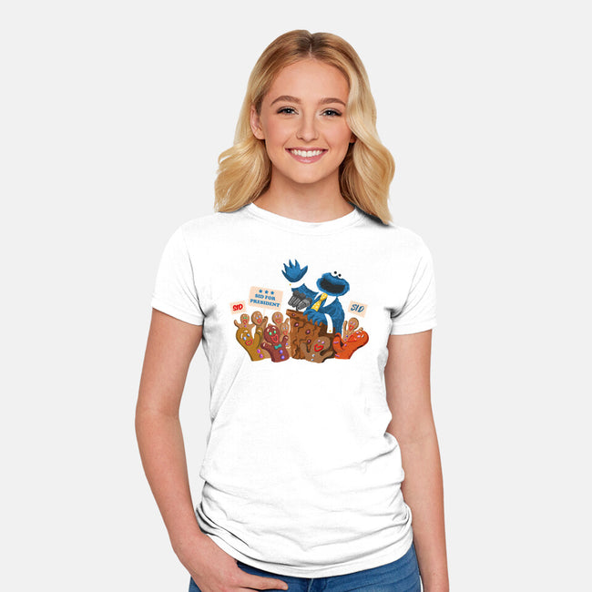 Cookie Monster For President-Womens-Fitted-Tee-ugurbs