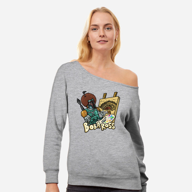 Bob-A-Ross-Womens-Off Shoulder-Sweatshirt-ugurbs