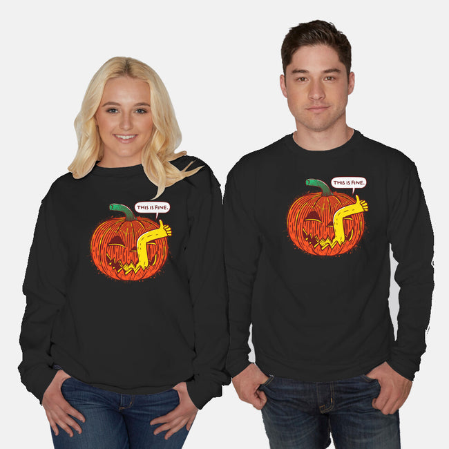 I'm Fine Pumpkin-Unisex-Crew Neck-Sweatshirt-rocketman_art