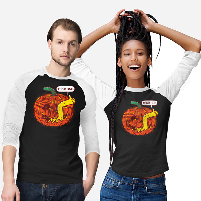 I'm Fine Pumpkin-Unisex-Baseball-Tee-rocketman_art