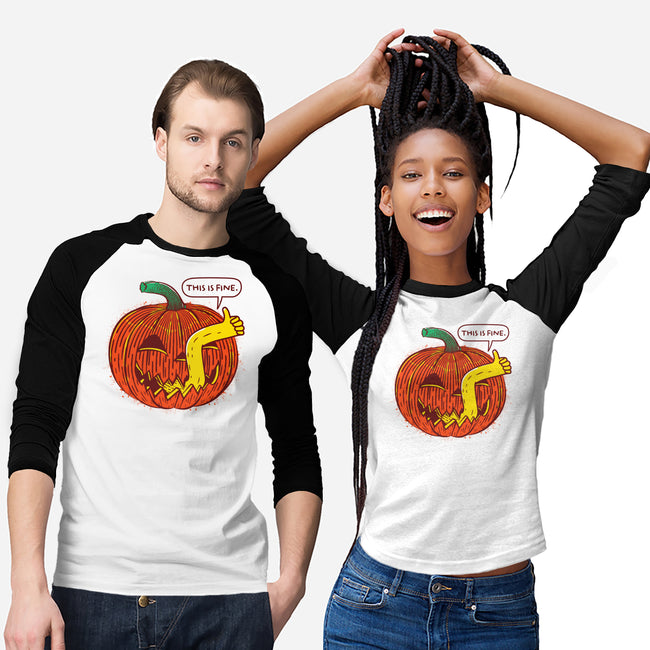 I'm Fine Pumpkin-Unisex-Baseball-Tee-rocketman_art