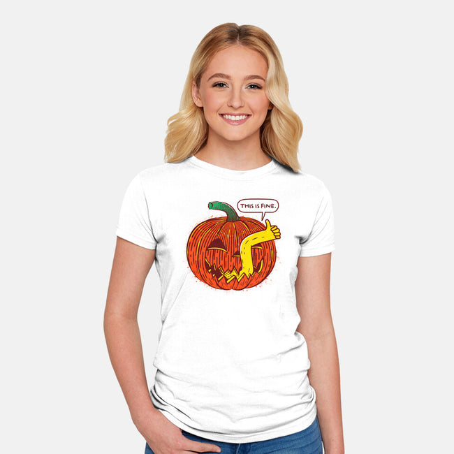 I'm Fine Pumpkin-Womens-Fitted-Tee-rocketman_art