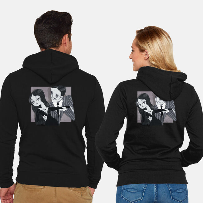 Black And White Love-Unisex-Zip-Up-Sweatshirt-Gemma Roman