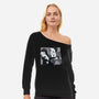 Black And White Love-Womens-Off Shoulder-Sweatshirt-Gemma Roman