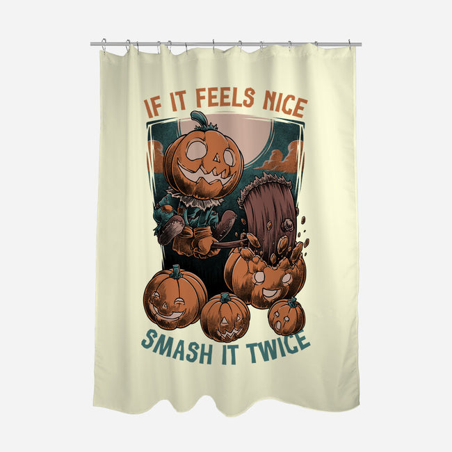 Pumpkin Smash Halloween-None-Polyester-Shower Curtain-Studio Mootant