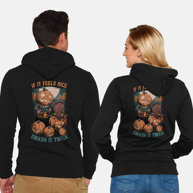 Pumpkin Smash Halloween-Unisex-Zip-Up-Sweatshirt-Studio Mootant